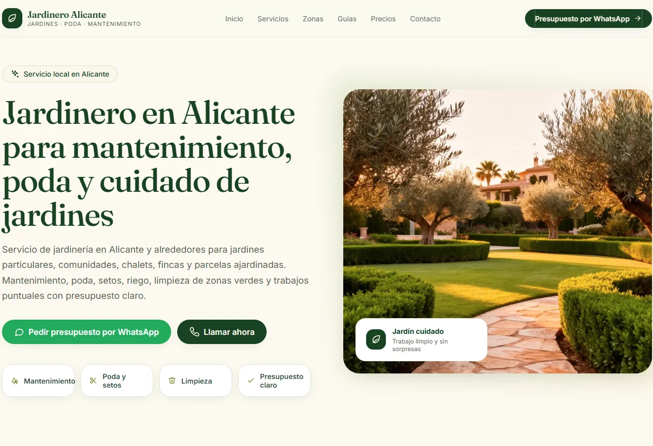 Jardinero Alicante - mantenimiento, poda y cuidado de jardines