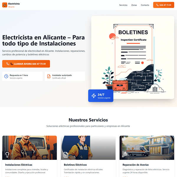 Web Electricista Alicante