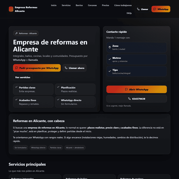 Web de reformas integrales en Alicante