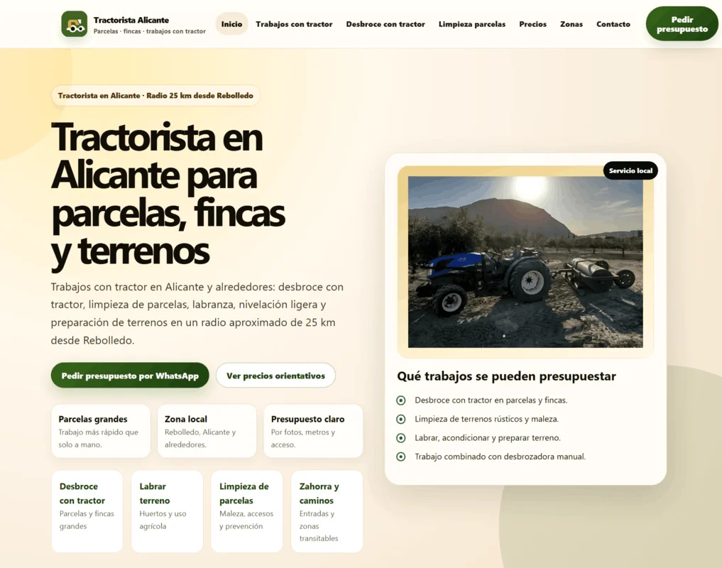 Tractorista Alicante - trabajos con tractor para parcelas y fincas